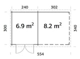 Ella (5.5x3.2m | 6.9+8.2m2 | 28mm) Roof Summer House - Palmako UK
