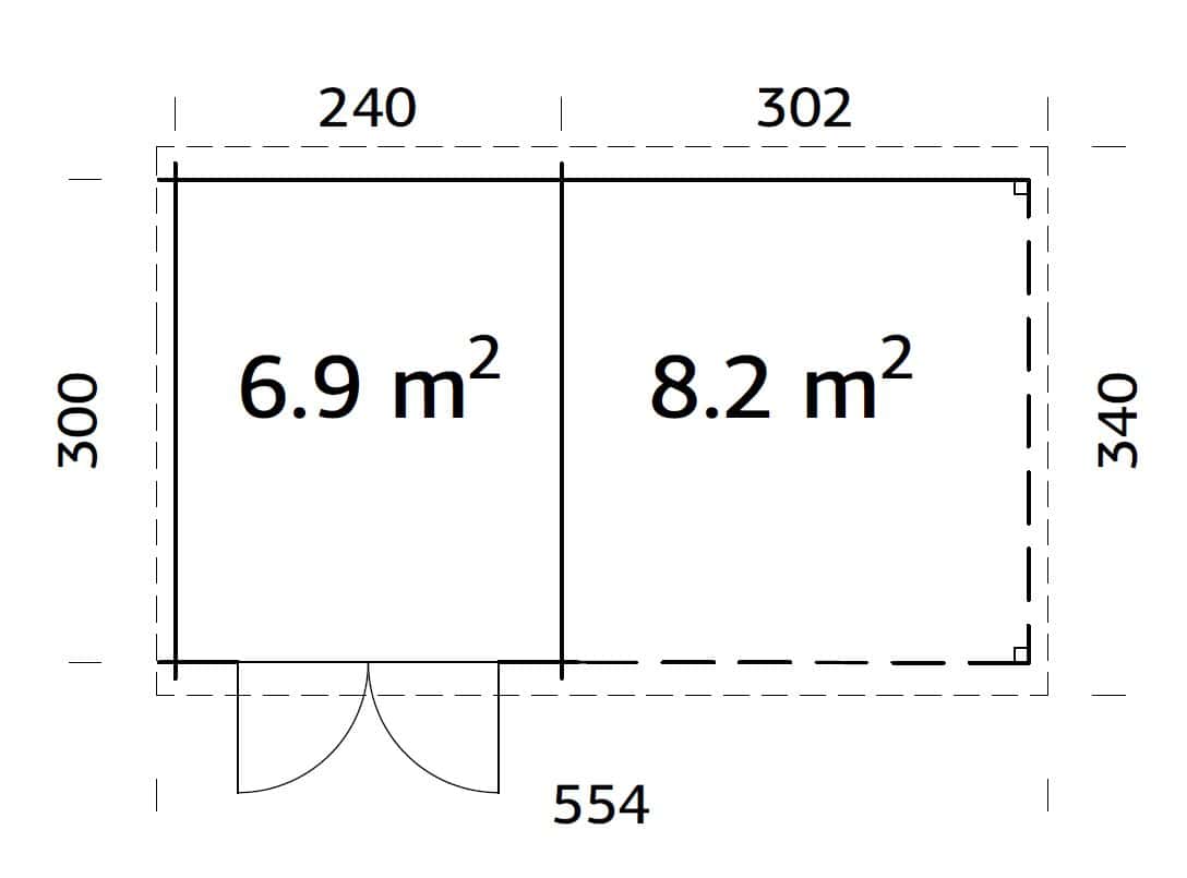 Ella (5.5x3.2m | 6.9+8.2m2 | 28mm) Roof Summer House