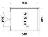 Ella (2.6x3.2m | 6.9m2 | 28mm) Small Pent Roof Summer House