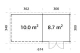 Ella (6.7x3.2m | 8.7+10.0m2 | 28mm) Roof Summer House