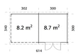 Ella (6.1x3.2m | 8.7+8.2m2 | 28mm) Roof Summer House