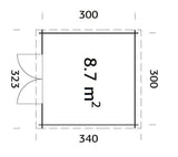 Ella (3.2x3.2m | 8.7m2 | 28mm) Pent Roof Garden House - Palmako UK