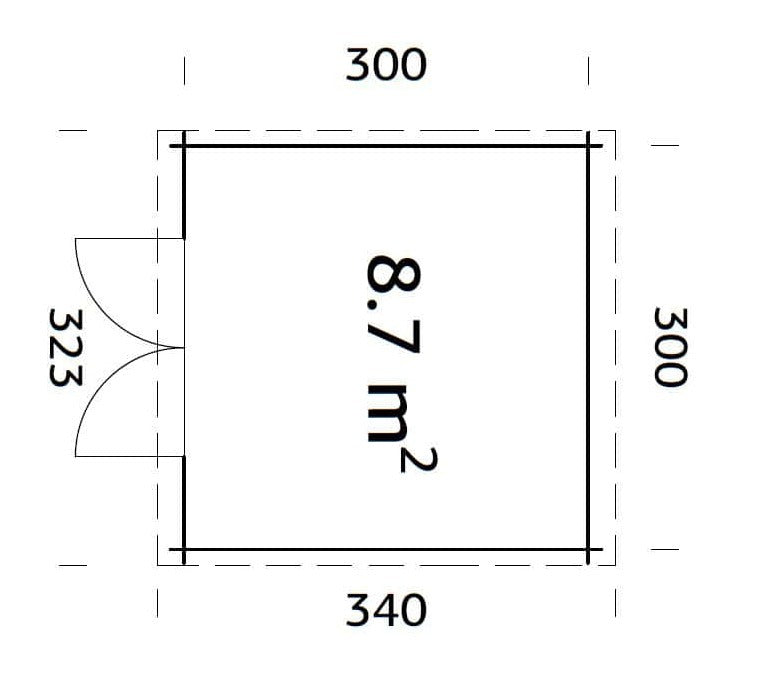 Ella (3.2x3.2m | 8.7m2 | 28mm) Pent Roof Garden House