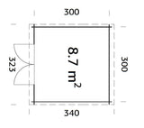 Ella (3.2x3.2m | 8.7m2 | 28mm) Pent Roof Garden House