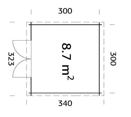 Ella (3.2x3.2m | 8.7m2 | 28mm) Pent Roof Garden House