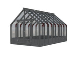 Emilia L (3x4.8m | 13.8m2 | 18mm) Premium Glasshouse (Painted Grey or Pressure Treated)