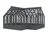 Emilia XL (4.2x5.4m | 19.1m2 | 18mm) Large T-Shaped Premium Greenhouse (Painted Grey or Pressure Treated) - Palmako UK