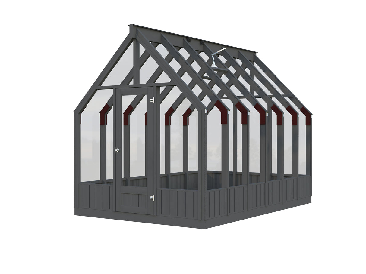 Emilia M (2.4x3.6m | 8.2m2 | 18mm) Modern Greenhouse (Painted Grey or Pressure Treated)