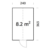 Emilia M (2.4x3.6m | 8.2m2 | 18mm) Modern Greenhouse (Painted Grey or Pressure Treated)