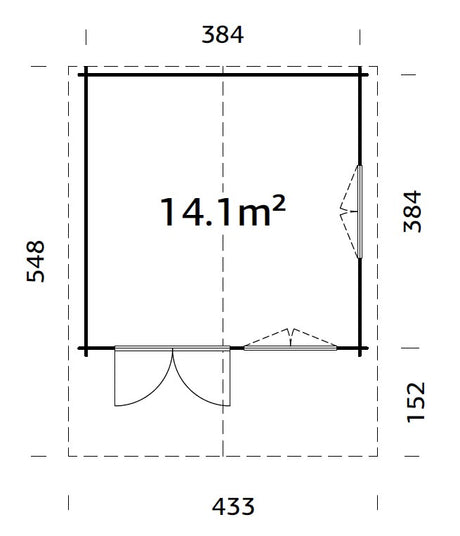 England (4,04x4,04m | 14,1m2 | 40mm) Log Cabin - Palmako UK