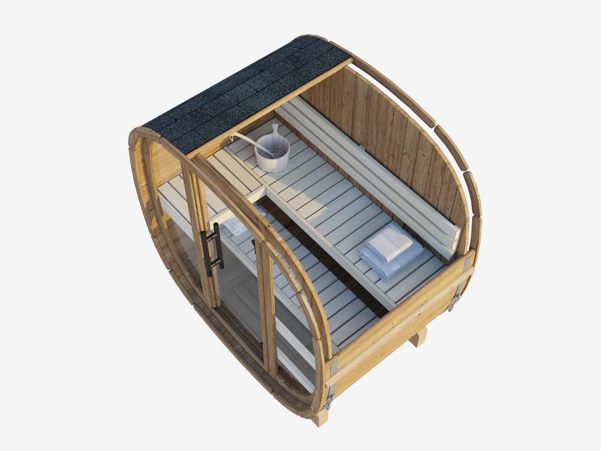 ASTRA Thermo S Glass (2x1,3m|1,1m2|42mm) Thermowood Cubic Outdoor Sauna with Glass Wall