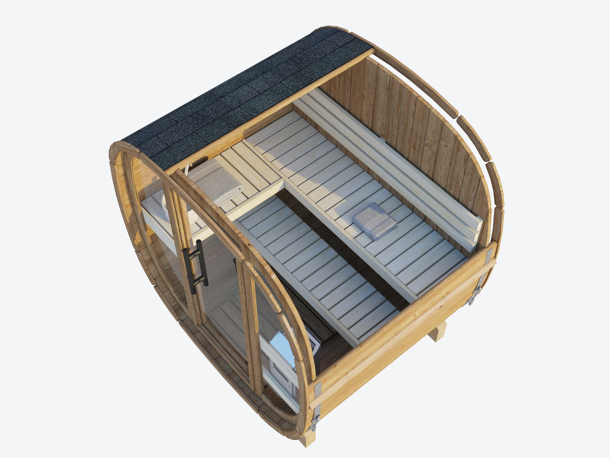 ASTRA Thermo M Glass (2x1,6m|1,4m2|42mm) Thermowood Cubic Outdoor Sauna with Glass Wall