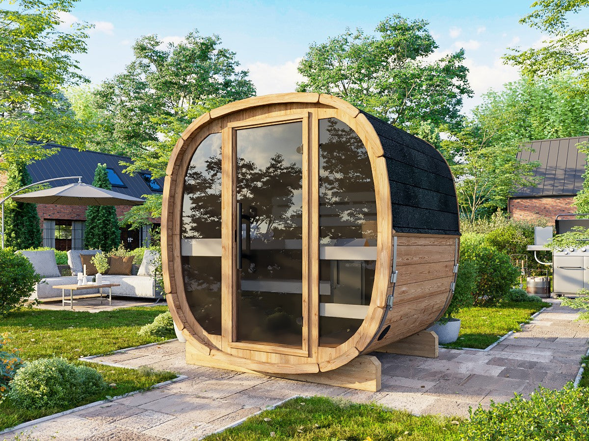 ASTRA Thermo M Glass (2x1,6m|1,4m2|42mm) Thermowood Cubic Outdoor Sauna with Glass Wall