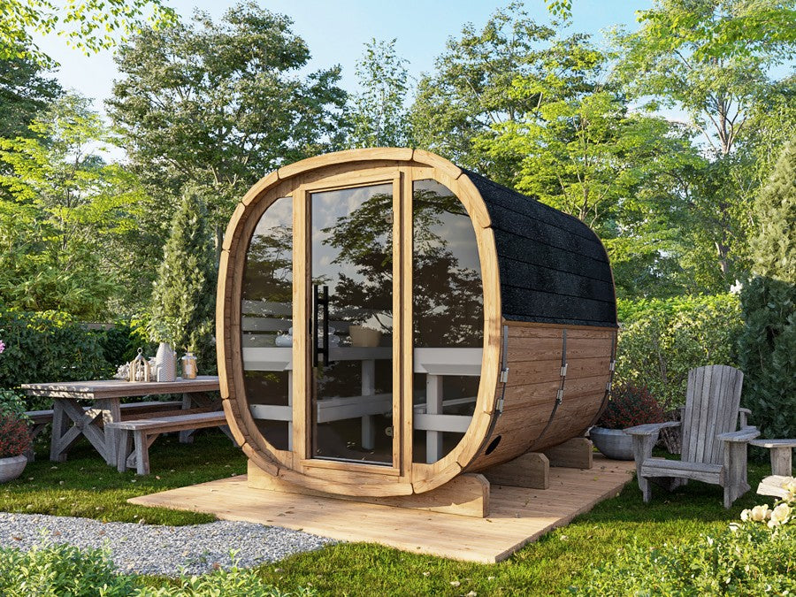 ASTRA Thermo L Glass (2x2,2m|2m2|42mm) Thermowood Cubic Outdoor Sauna with Glass Wall