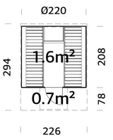 Mr Gardener (2,2x2,9m | 1,6m2 | 42mm) Barrel Sauna