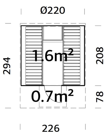 Mr Gardener (2,2x2,9m | 1,6m2 | 42mm) Barrel Sauna