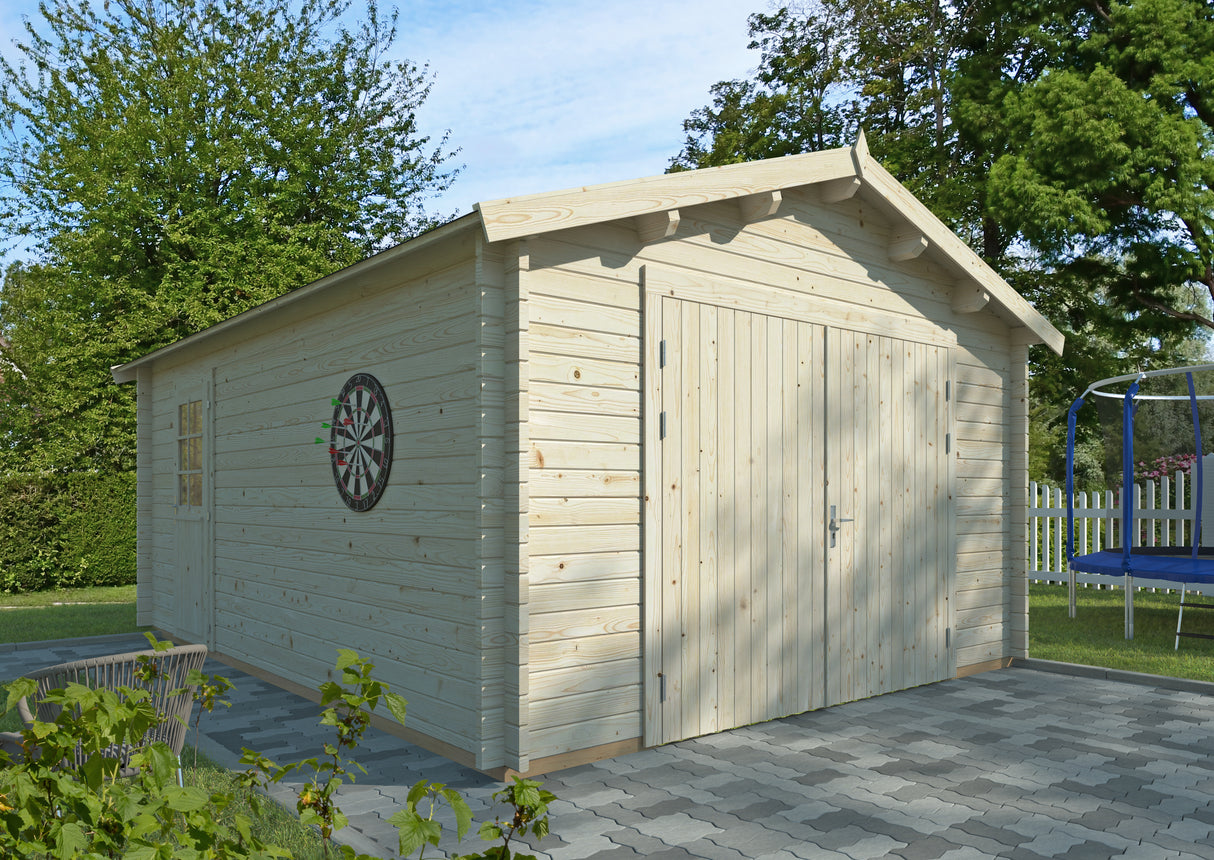 Garage Danube 19,1 wooden gate - 44 mm Log Garage