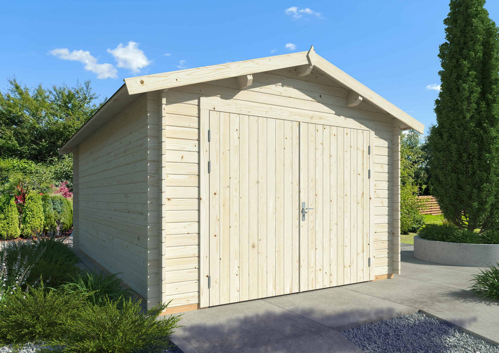 Danube (3,5x5,3m | 16,3m2 | 34mm) Single Timber Log Garage + Roofing felt - Palmako UK