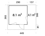 Grace (3x2.9m | 8.1m2+4.1m2 | 56mm) Glue-Laminated Year-Round Garden Room with Roof Canopy - Palmako UK