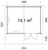 Helena S (4.7x3.8m | 15.1m2 | 70mm) Double Glazed Heavy Duty Garden Log Cabin with Roof Overhang - Palmako UK