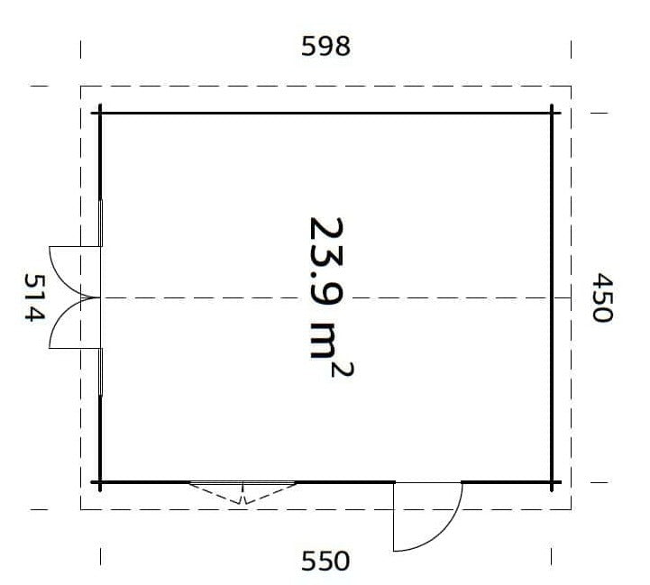 Irene L (4.7x5.7m | 23.9m2 | 44mm) Garden Log Cabin