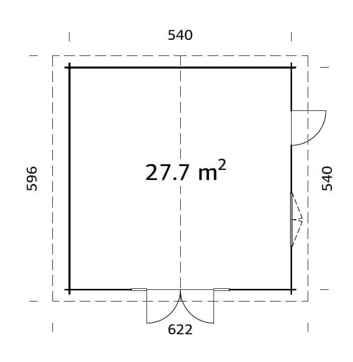 Irene XXL (5.6x5.6m | 27.7m2 | 70mm) Summer House Log Cabin