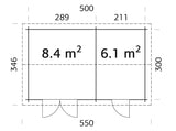 Jari L (5.2x3.2m | 14.5m2 | 28mm) Two Room Timber Shed