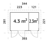 Kalle S (3.4x2.2m | 6.6m2) Modern Pent Storage Shed