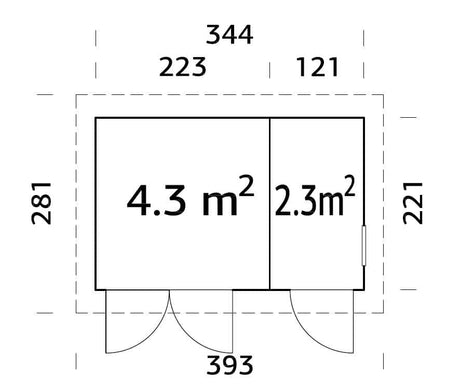 Kalle S (3.4x2.2m | 6.6m2) Modern Pent Storage Shed