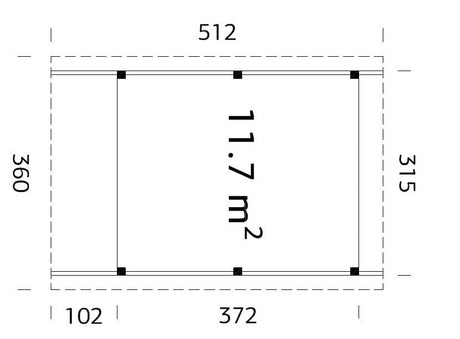 Karl S (3.6x5.1m | 11.7m2) Flat Roof Timber Carport for One Car