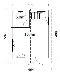 Kendra (4.2x5.2m | 18.4m2 | 70mm) Log House with Loft Space