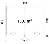 Klara L (5x3.8m | 17.0m2 | 28mm) Under 2.5m Garden Log Cabin - Palmako UK