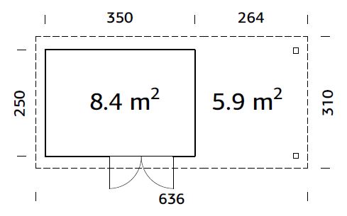 Lara M with Gazebo (5.9x2.5m | 8.4+5.9m2 | 28mm) Modern Garden House