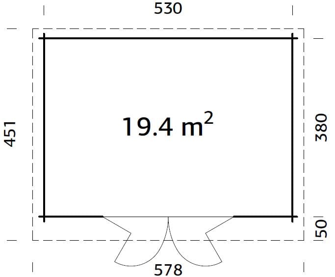 Lea L (5.5x4m | 19.4m2 | 44mm) Pent Roof Garden Room with Bi-Fold Doors