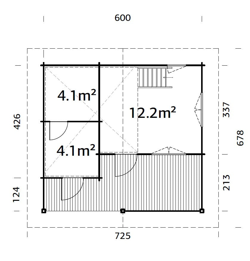 Leila 2 (6,2x5m | 20,0+10,4 m2 | 70 mm) Log Sauna House with Mezzanine Sleeping Loft