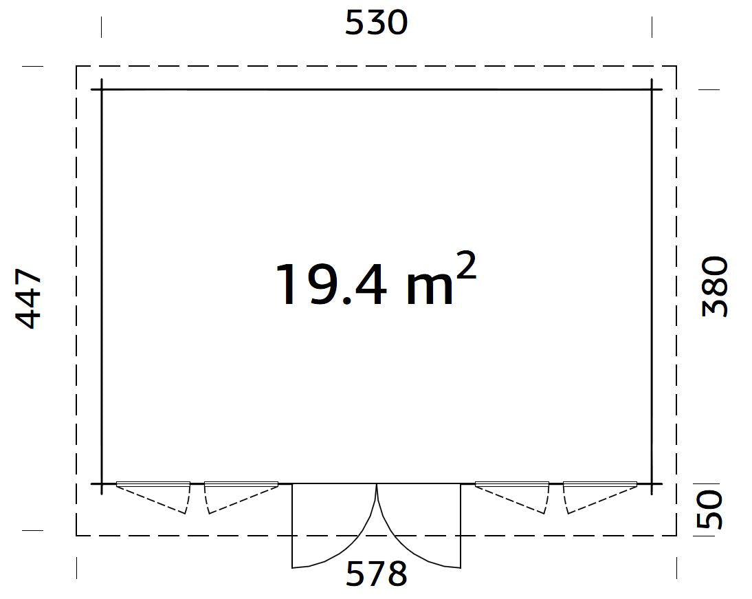 Lisa L (5.5x4m | 19.4m2 | 44mm) Spacious Pent Roof Summer House with Double Doors  (2024 Upgraded Model)