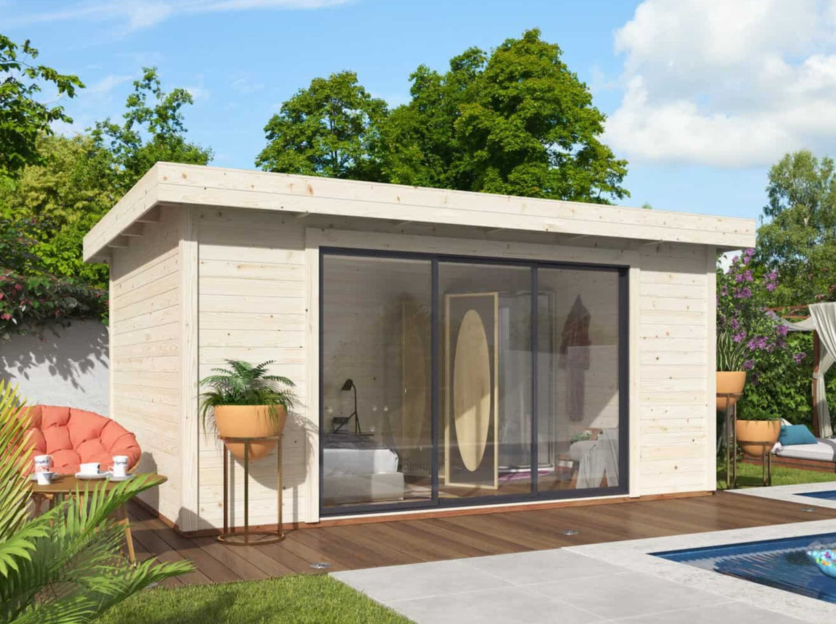 Lydia L (4.5x3.5m | 14.4m2 | 28mm) Summer House with Sliding Doors