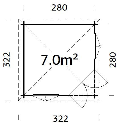 Melanie S (2.8x2.8m | 7m2 | 28mm) Classic Corner Cabin Summer House