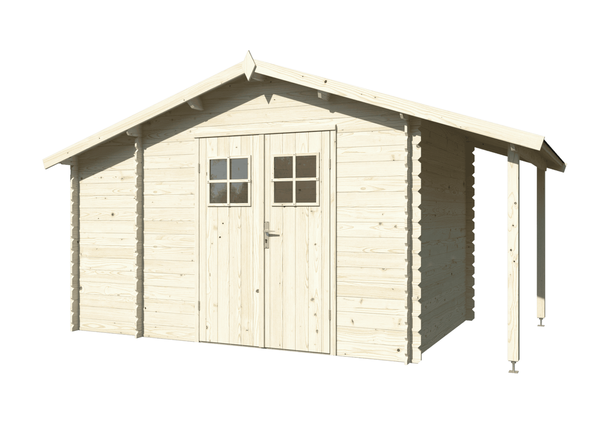 Meribel (2,6x2,3m | 6,6m2 | 19mm) Two-Room Log Shed With Canopy