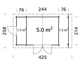 Meribel (2,6x2,3m | 6,6m2 | 19mm) Two-Room Log Shed With Canopy - Palmako UK