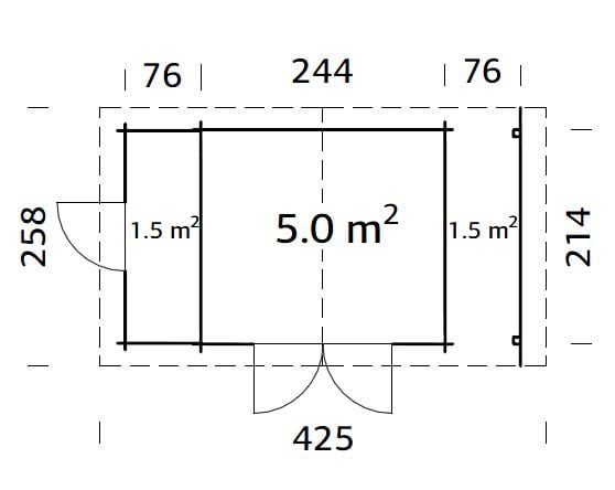 Meribel (2,6x2,3m | 6,6m2 | 19mm) Two-Room Log Shed With Canopy