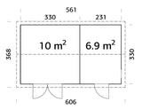 Olaf L (5.6x3.3m | 16.9m2) Two Room Timber Workshop