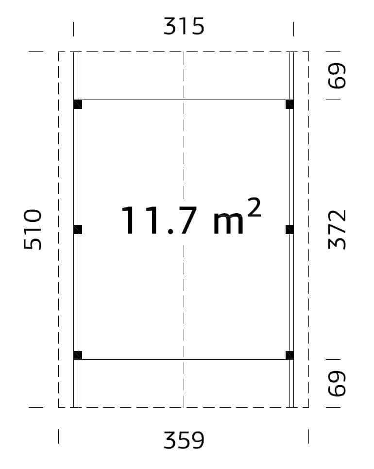 Robert S (3.2x3.7m | 11.7m2) Pitched Roof Timber Carport for One Car