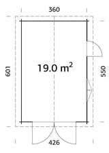 Roger XS (3.8x5.7m | 19m2 | 44mm) Compact Timber Log Garage with Wooden Doors