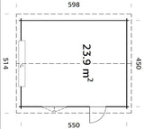 Roger S (4.7x5.7m | 23.9m2 | 44mm) Log Garage with Sectional Door