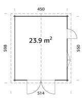 Roger S (4.7x5.7m | 23.9m2 | 44mm) Log Garage with Wooden Gate