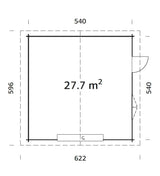 Roger L (5.6x5.6m | 27.7m2 |44mm) Spacious Timber Log Garage with Sectional Door