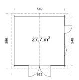 Roger L (5.6x5.6m | 27.7m2 | 70mm) Spacious Timber Log Garage with Wooden Gate - Palmako UK