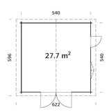 Roger L (5.6x5.6m | 27.7m2 |44mm) Spacious Timber Log Garage with Wooden Gate