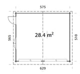 Roger XL (6x5.3m | 28.4m2 | 44mm) Timber Log Double Garage with Sectional Doors